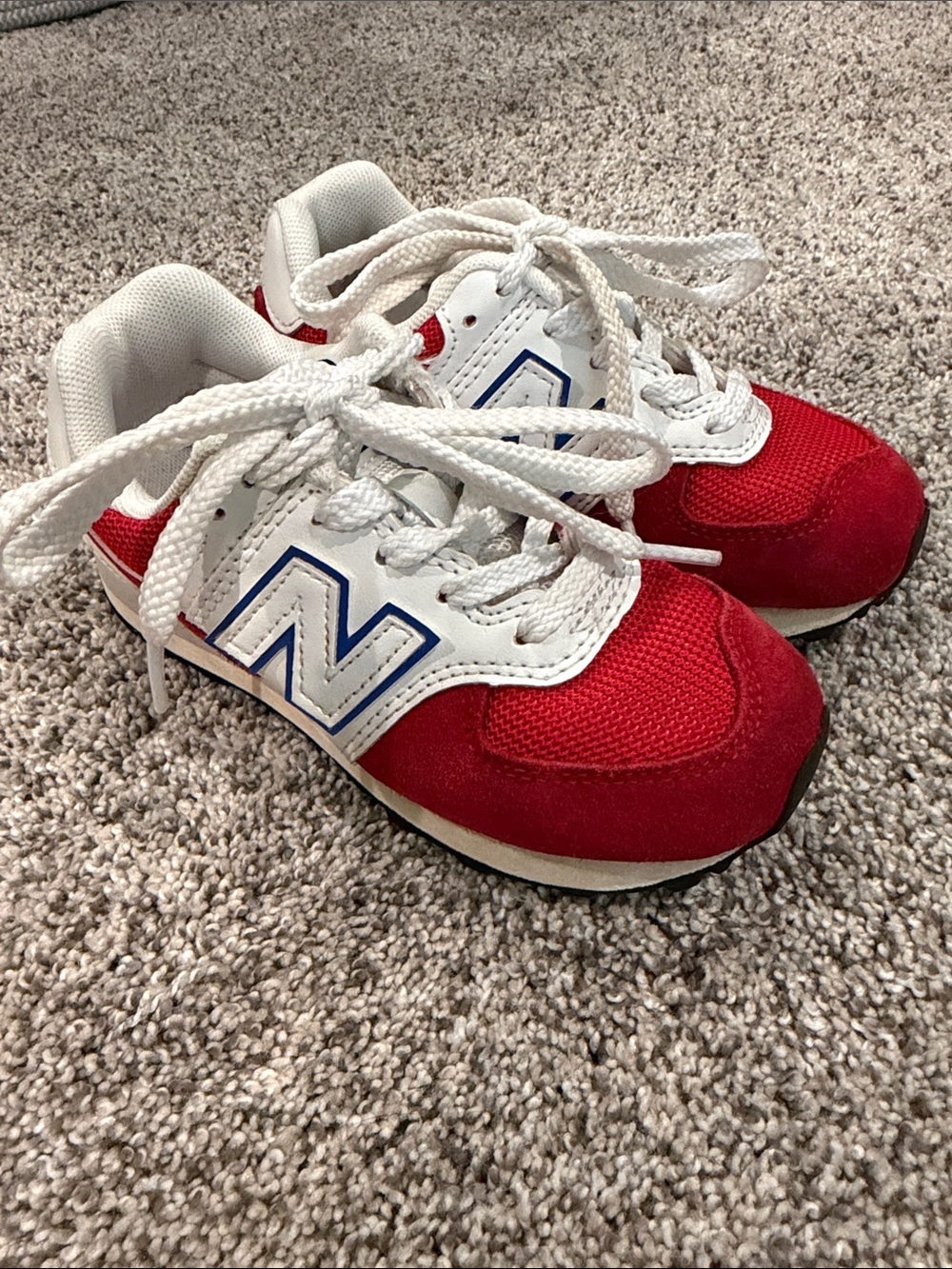 New Balance Kids Red, White & Blue Logo Athletic Sneakers